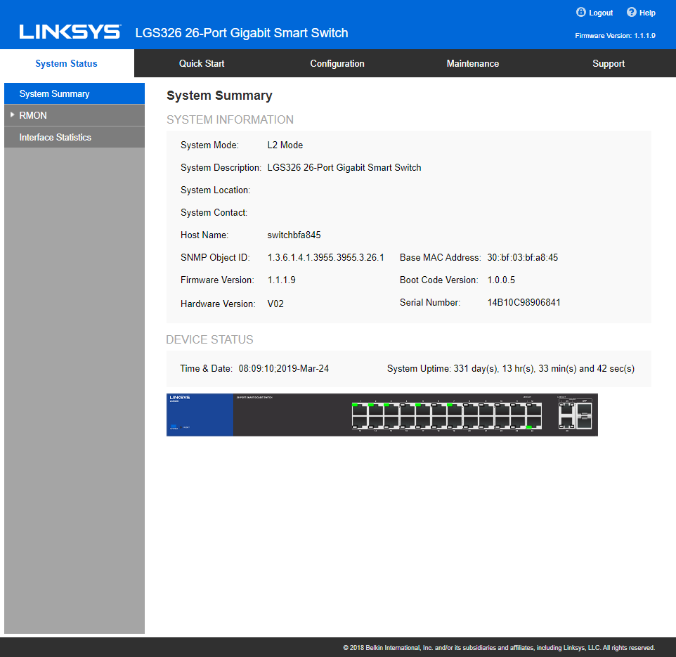 Vue générale d'un switch managable